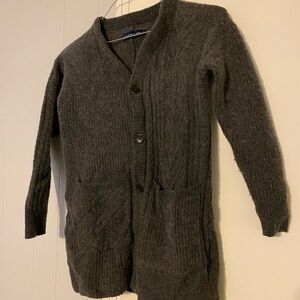 United By Blue Women’s Charcoal Cardigan Sweater 100% merino wool pockets